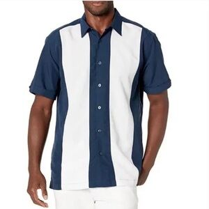 Cubavera Men's Standard Retro Color Block Short Sleeve Viscose Sz M